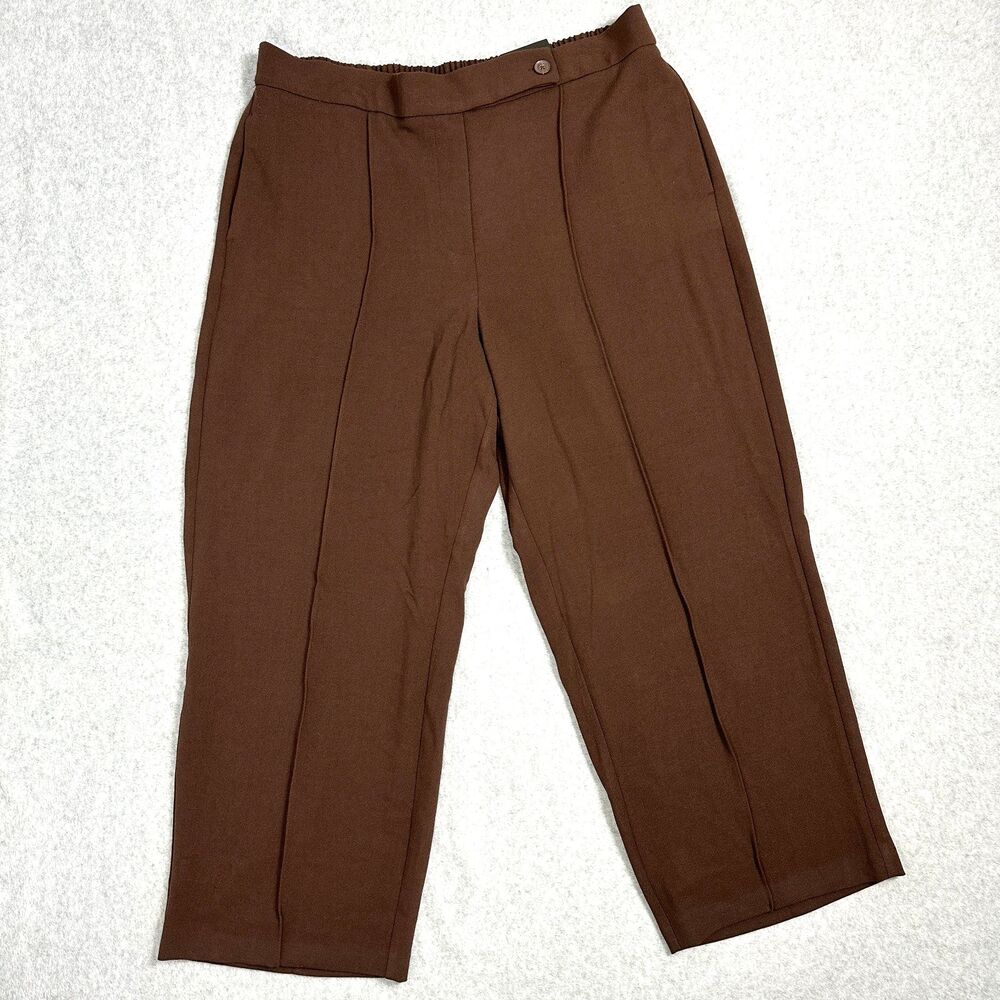 NWT Simply Vera Werawang Women's Cropped High Rise Brown White Leg Trousers XL